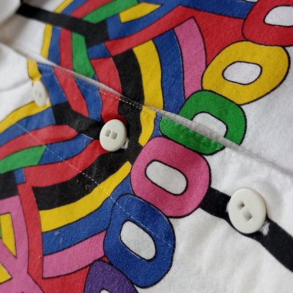 Vintage 90s HEAD Colourful Funky Pattern Polo T-Shirt - Picture 3 of 9